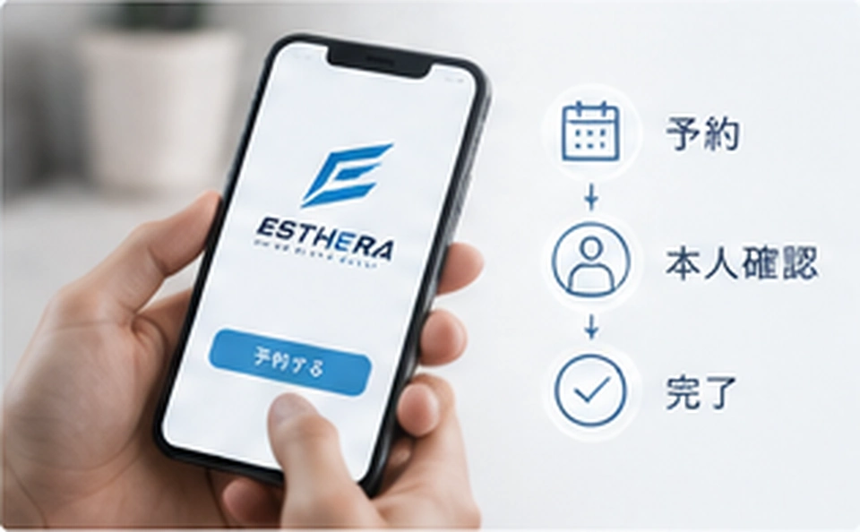 ESTHERAの予約画面をスマートフォンで確認するイメージ